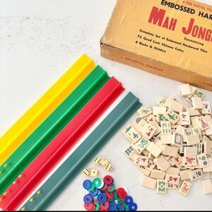 Vintage Mahjong Set with Accessories